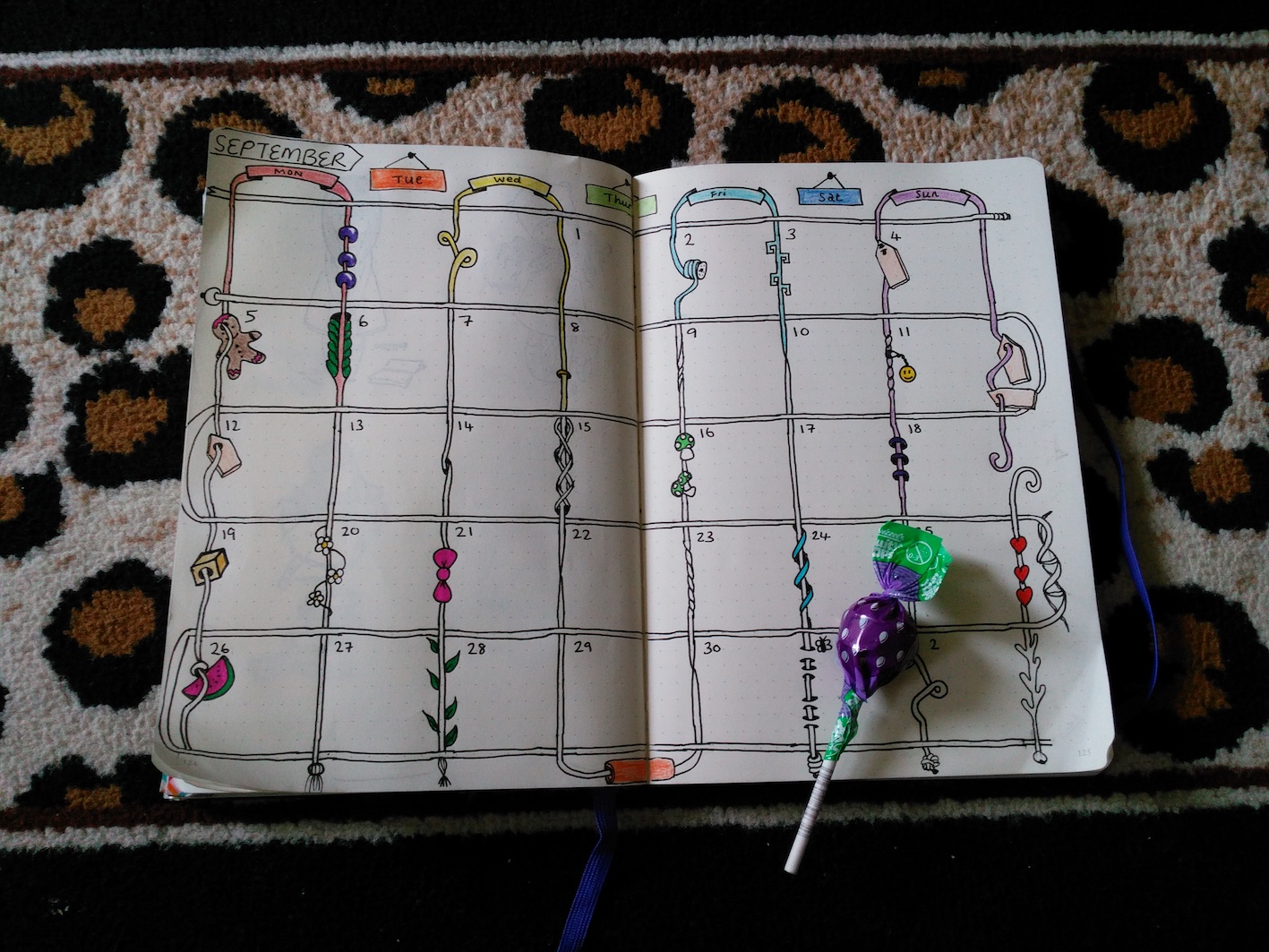 Calendar Doodle with Colour