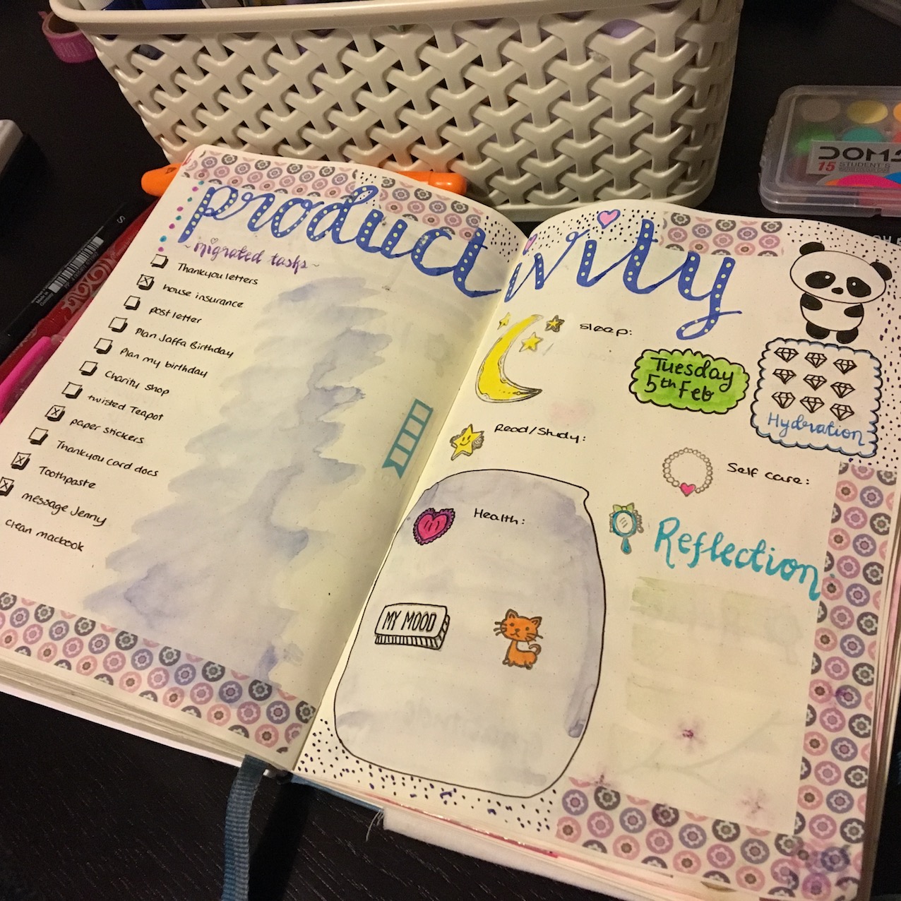 Productivity watercolour bullet journal